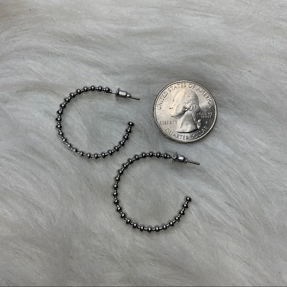 Francescas Silver Textured Hoops - Picture 2 of 2